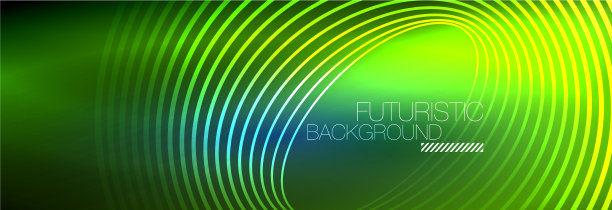 暗抽象背景与发光的霓虹灯圈图片下载