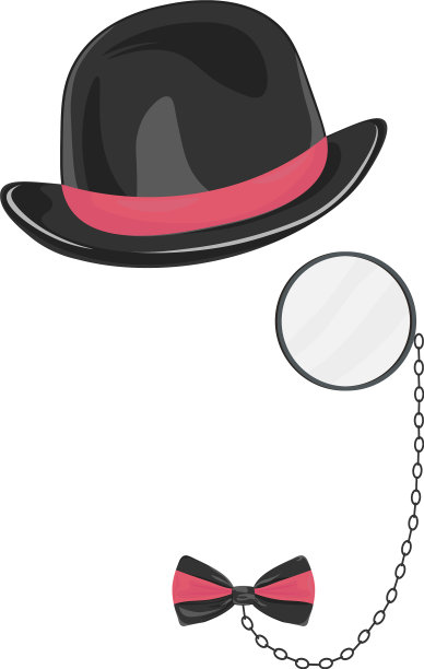 项目设置黑色帽子眼镜单片领结上图片下载