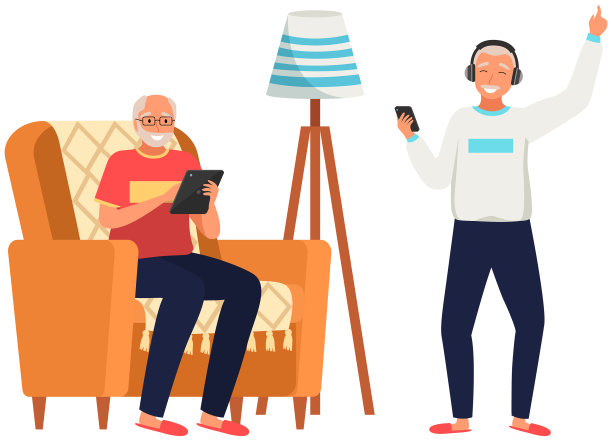 老人们玩电子游戏图片下载