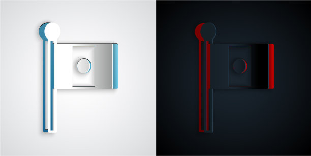 剪纸墨西哥国旗上的旗杆图标孤立图片下载