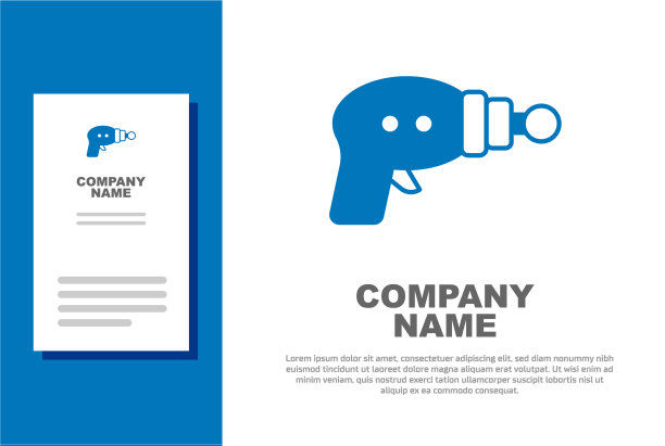 蓝色射线枪图标孤立在白色背景图片下载