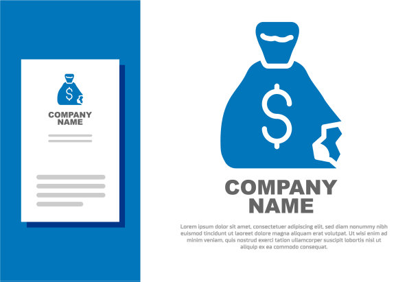 蓝色钱袋图标孤立在白色的背景图片下载