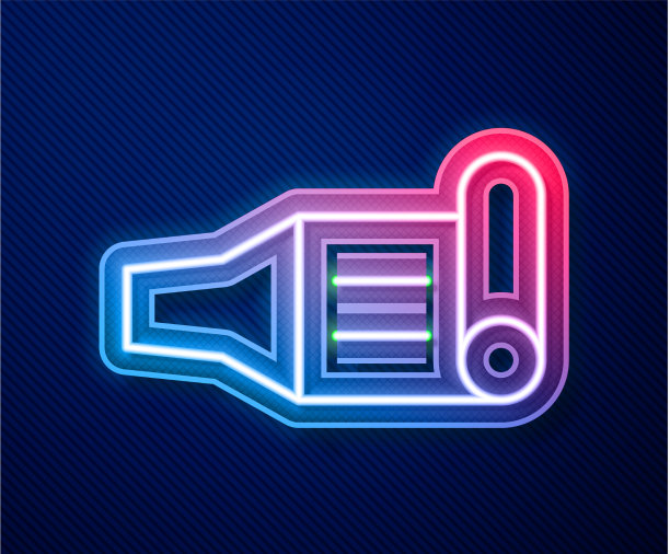 发光的霓虹灯线生日派对喇叭图标图片下载