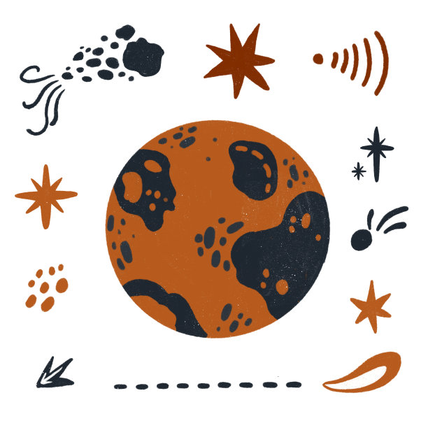 行星地球的插图。简单的行星。幻想扁平孤立的物体。抽象的空间对象。大星球插图。宇宙冒险。天文学草图。未来的象征。宇宙的概念。图片下载