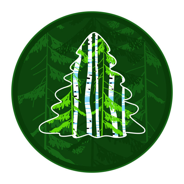 树。冷杉和桦树围成一个绿色的圆圈。图片下载