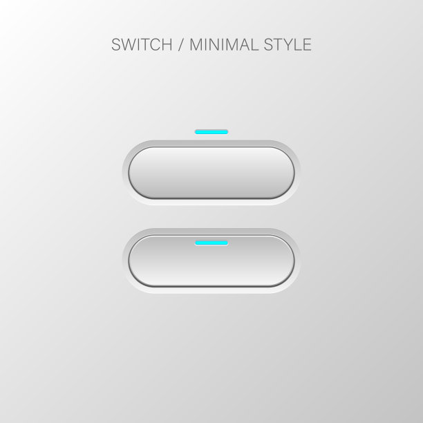 开关按钮，最小风格，设备用户界面模型或模板-白色和灰色的白色背景-矢量梯度图形设计图片下载