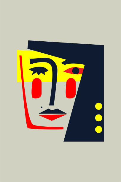 立体主义风格的肖像画。摘要女性面部图片下载