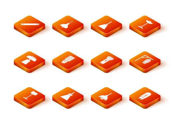 集落地灯、吊灯、台灯、LED灯泡、手电筒、LED发光二极管、复古街景图标于一体。向量图片下载