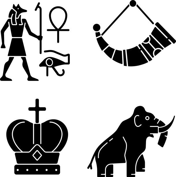 祖先传承的黑色符号图标设置在白色图片下载