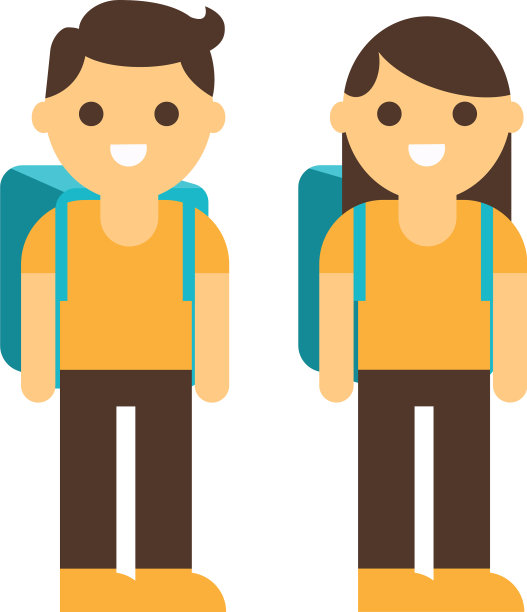 男孩和女孩上学设置入口图片下载