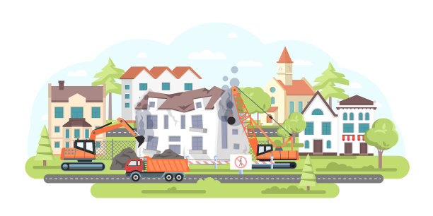 打破了一个房子-现代的平面设计风格图片下载