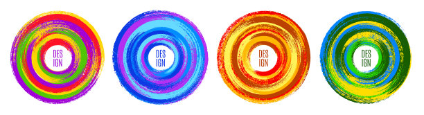 原圆形徽标画刷五彩缤纷图片下载