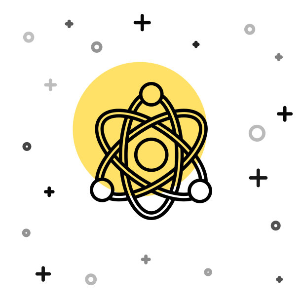 黑色线原子图标孤立在白色的背景图片下载