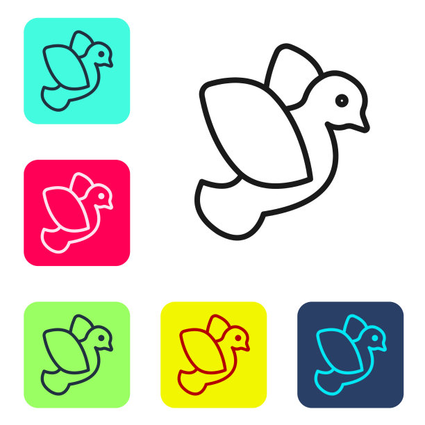 黑线鸽子图标孤立在白色的背景图片下载