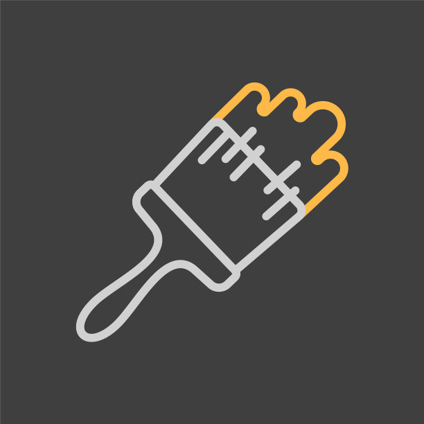 在黑暗的背景上用画笔画平面图标图片下载