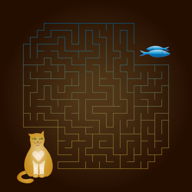 迷宫小路猫鱼孩子图片下载