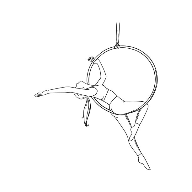 马戏团女杂技演员在箍空中舞蹈图片下载