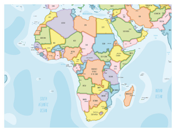 非洲地图-手绘卡通风格图片下载