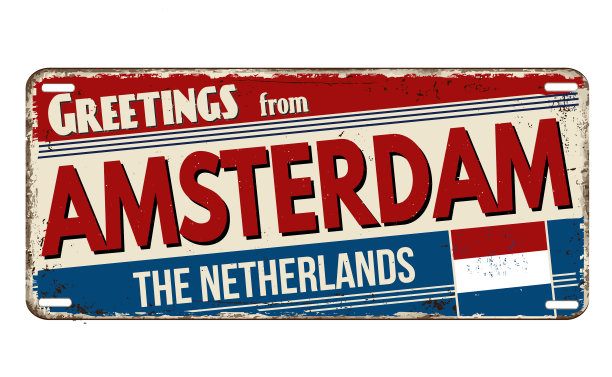 来自阿姆斯特丹古老生锈金属板的问候图片下载
