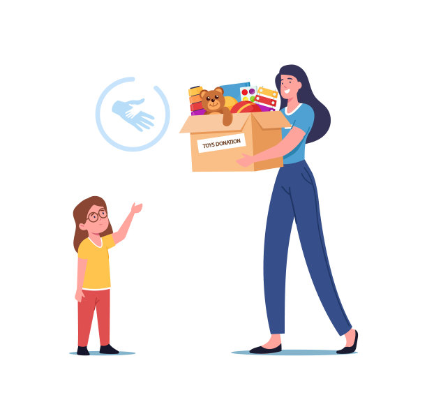 慈善概念女人给纸箱捐赠箱图片下载