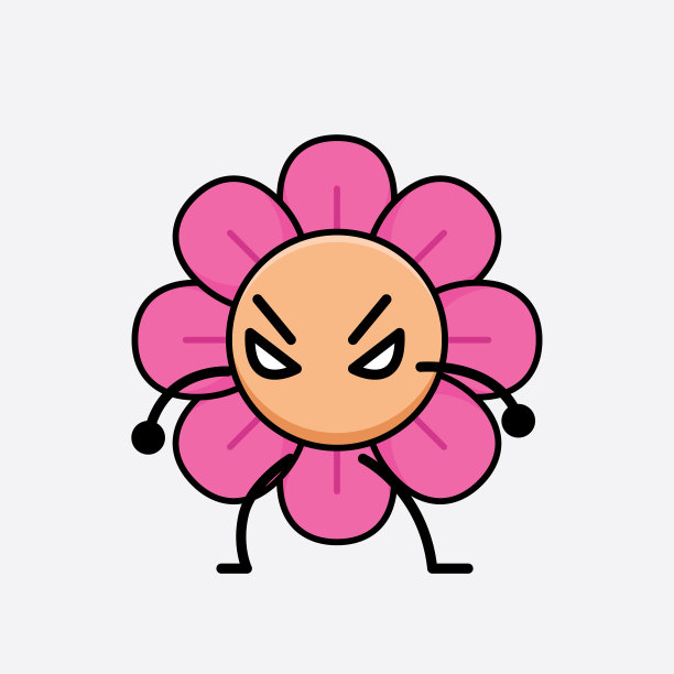 花朵可爱的性格，有着简单的脸和手图片下载