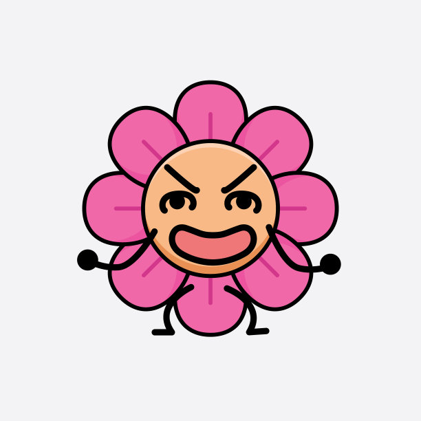 花朵可爱的性格，有着简单的脸和手图片下载