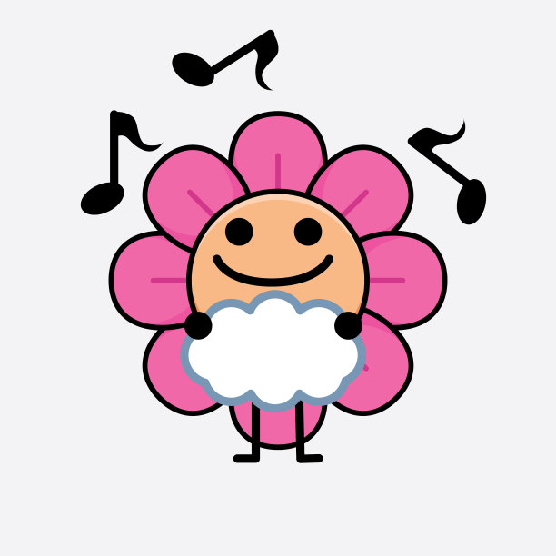 花朵可爱的性格，有着简单的脸和手图片下载