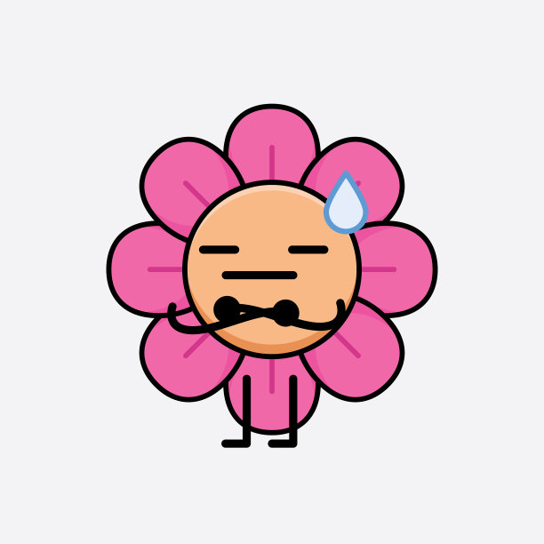 花朵可爱的性格，有着简单的脸和手图片下载