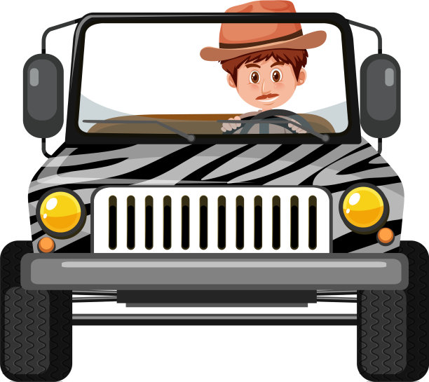 动物园概念与司机在吉普车隔离图片下载