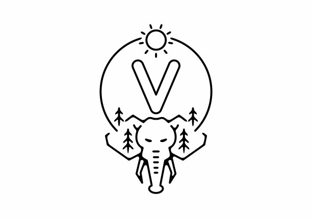 黑线艺术象头与v开头图片下载