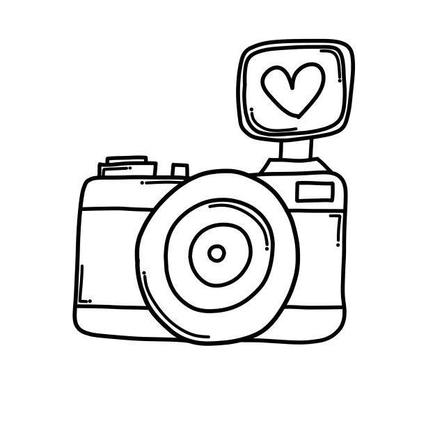 相机与爱的涂鸦图标画素描手图片下载