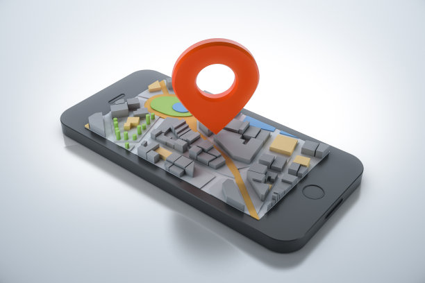 智能手机导航地图和指针。导航、定位路线、旅游及旅游规划概念。3 d演示。图片下载