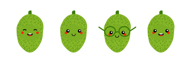 绿色菠萝蜜卡通人物集图片下载