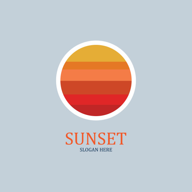孤立的圆形日落标志图片下载
