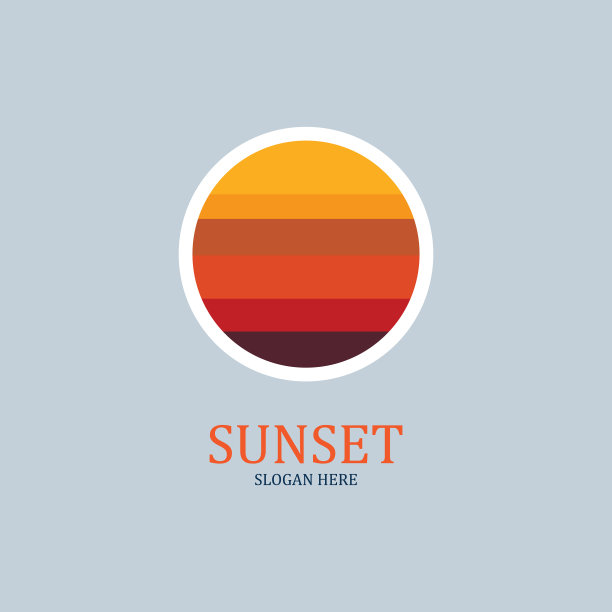 孤立的圆形日落标志图片下载