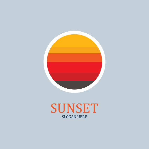 孤立的圆形日落标志图片下载