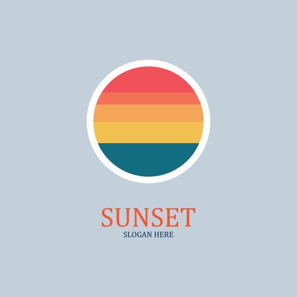 孤立的圆形日落标志图片下载