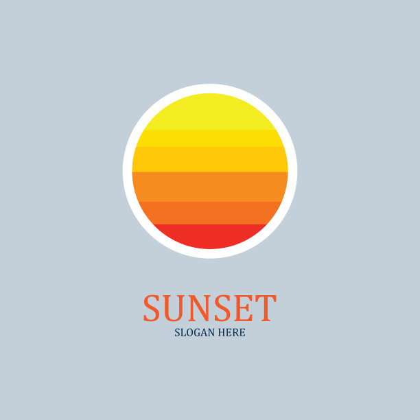 孤立的圆形日落标志图片下载