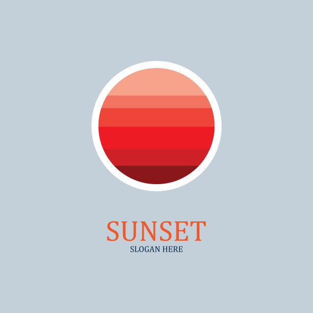 孤立的圆形日落标志图片下载