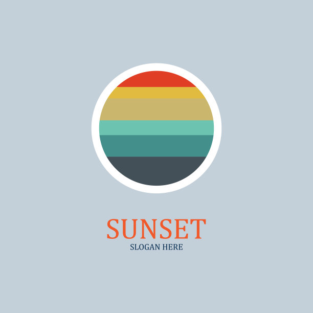 孤立的圆形日落标志图片下载