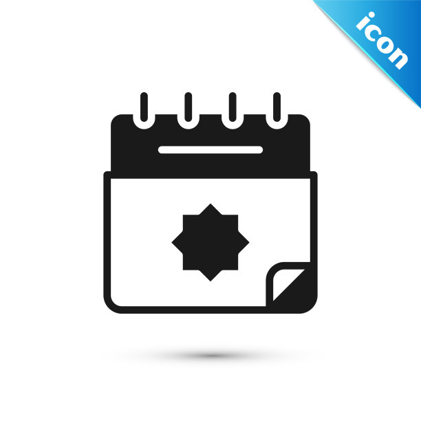 灰色斋月日历图标孤立在白色图片下载