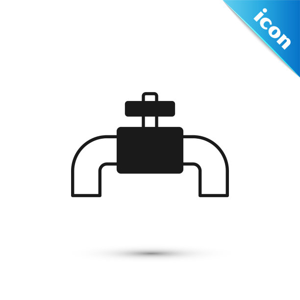 灰色工业金属管道和阀门图标图片下载