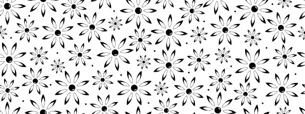 无缝图案黑白雏菊花图片下载