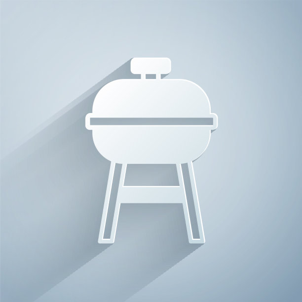 剪纸烧烤烤架图标孤立在灰色图片下载