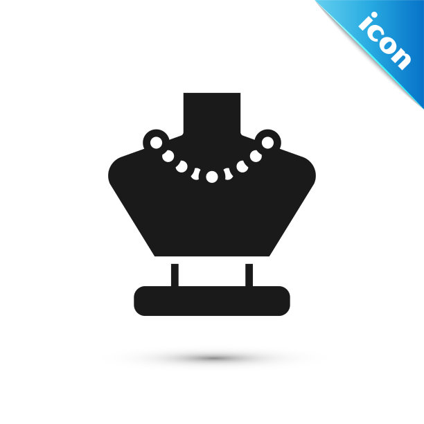 灰色项链上的人体模特图标孤立在白色图片下载