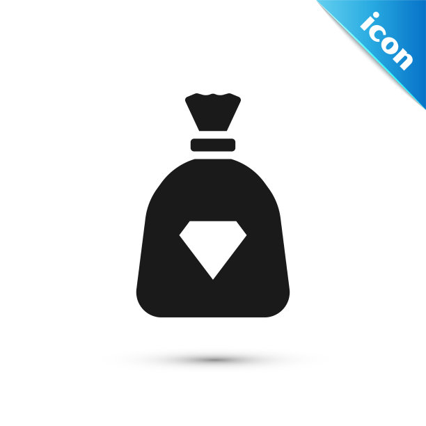 灰色袋子与宝石图标隔离在白色图片下载