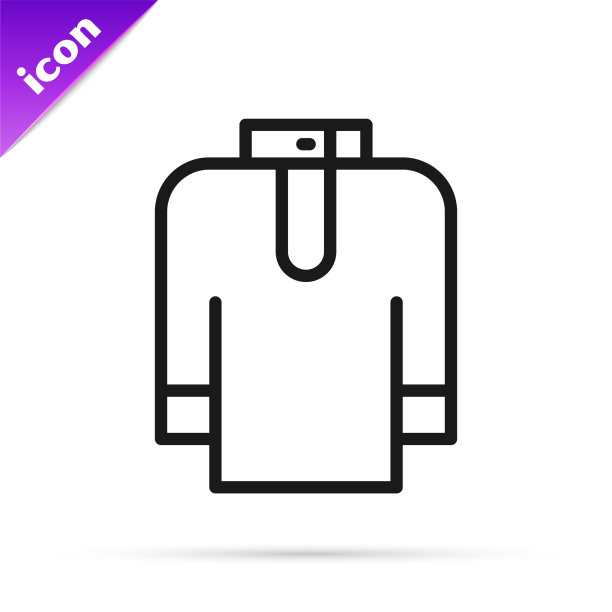 黑色线衬衫kurta图标孤立在白色图片下载