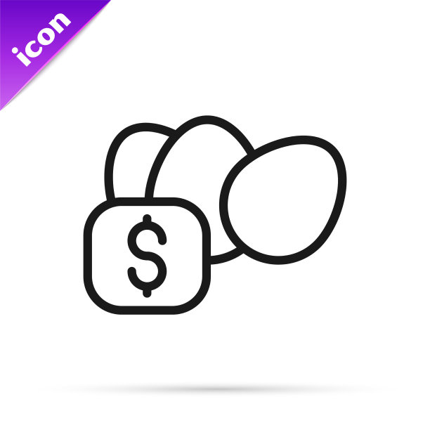 黑线价格标签为鸡蛋图标孤立图片下载