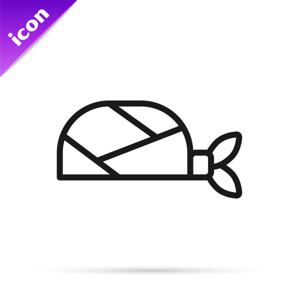 黑线海盗大手帕为头部图标孤立图片下载