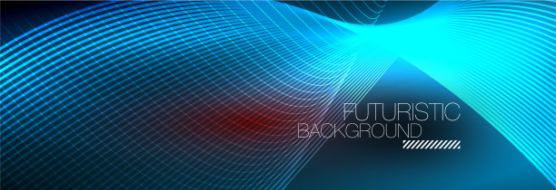 抽象的霓虹灯在黑暗中发出波浪般的光图片下载